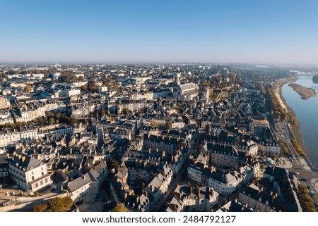 A river runs through it: aerial view of nantes, france