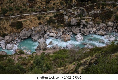 River Sarasvati Flowing From The Source And Going Underground 