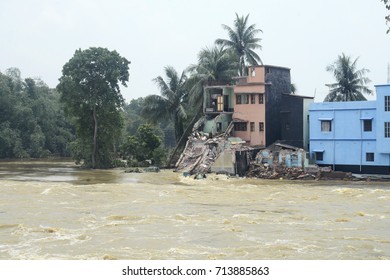 River Shilabati broke the river dam and destroy nearby house of Ghatal subdivision 115 km from state capitol Calcutta after monsoon rain on July 29, 2017 in Ghatal, India. 