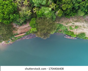 River Side With Boat Arial View 