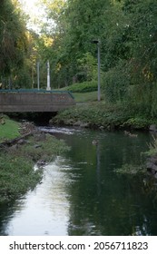 River In Small City Park Down Town 