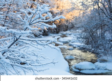 River In Snowy Winter Landscape