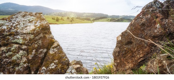 River And The Stone. Non Urban Scene. Summer Vacation In The Nature