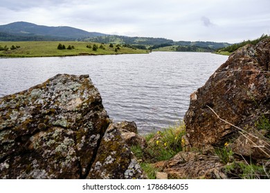 River And The Stone. Non Urban Scene.Summer Vacation In The Nature