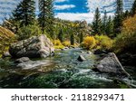 River stream in the mountains. Mountain river stream in woods
