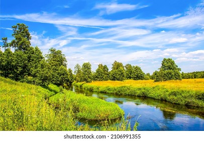 River In Summer Nature Background