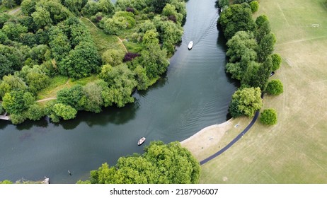 The River Thames Near Caversham Lock, Reading, UK Taken From A Drone 