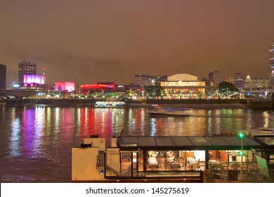 River Thames South Bank in London UK - at night