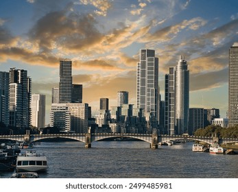 river Thames view of Vauxhall nine elms residential and office blocks 