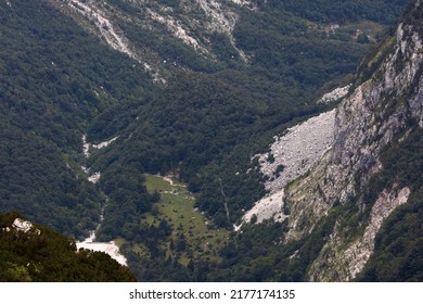 River Tolminka Spring From Mountain Trail Above It - Julian Alps Slovenia