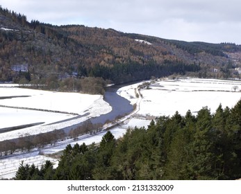 River Tweed Valley In Snow