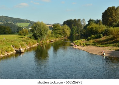 The River Usk Near Abergavenny, Wales. 