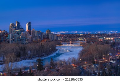 River valley and mountain views in Calgary
