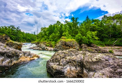 River Valley Rock In Forest Landscape