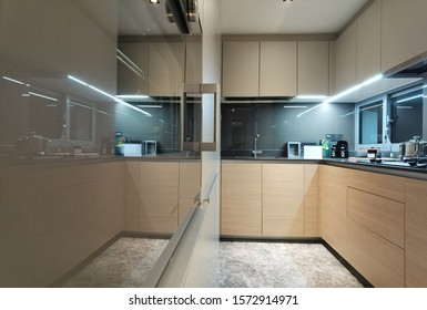 River Valley / Singapore - November 28th 2019: Typical Kitchen In 3 Bedroom Showsuite