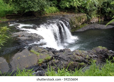 River And Waterfall In Upolu Island, Samoa