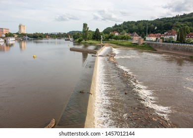 River Weser From The Münster Bridge (Münsterbrücke) Hameln Lower Saxony (Niedersachsen)