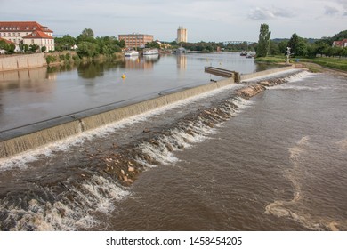 River Weser From The Münster Bridge (Münsterbrücke) Hameln Lower Saxony (Niedersachsen)