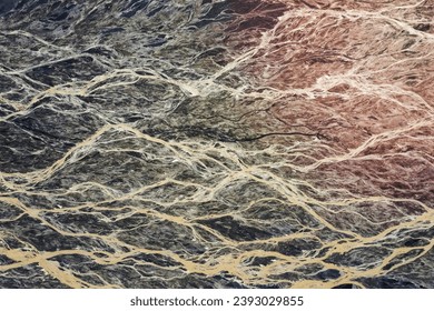 riverbed texture background, aerial view of kunlun river, qinghai province, China