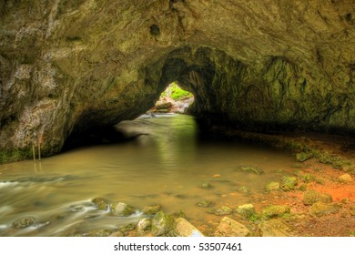 Riverflow through a cave