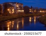 Riverside Buildings At Night Royalty Free Image