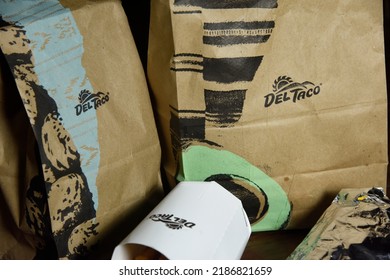 Riverside, CA USA - 05 20 2022: Del Taco Bags