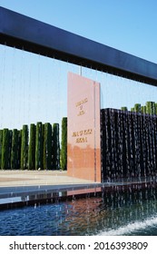 Riverside, California USA - June 16, 2021: United States Of America Medal Of Honor Memorial Fountain