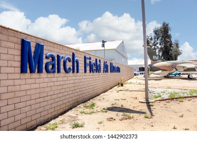 Riverside, California/United States - 06/05/2019: The Front Entrance And Welcoming Sign For March Field Air Museum