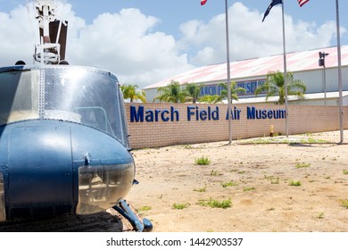 Riverside, California/United States - 06/05/2019: The Front Entrance And Welcoming Sign For March Field Air Museum