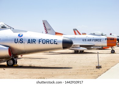 Riverside, California/United States - 06/05/2019: Several Retired Military Aircraft At The March Field Air Museum