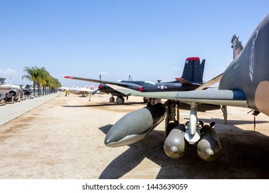 Riverside, California/United States - 06/05/2019: Several Military Aircraft At March Field Air Museum