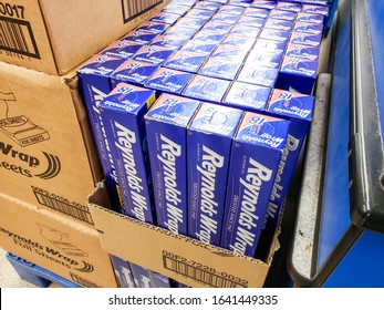 Riverside, California/United States - 1/07/2019: A View Of Several Packs Of Reynolds Wrap Aluminum Foil On Display At A Local Grocery Store.