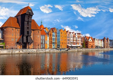 The riverside with the characteristic promenade of Gdansk, Poland.