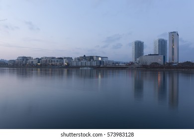 Riverside With Eurovea In Bratislava, Slovakia.