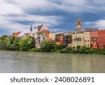 Riverside of the historic city Wasserburg am Inn