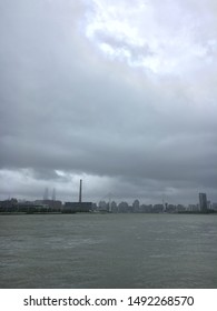 Riverside Summer Day Under Typhoon Sky In Shanghai