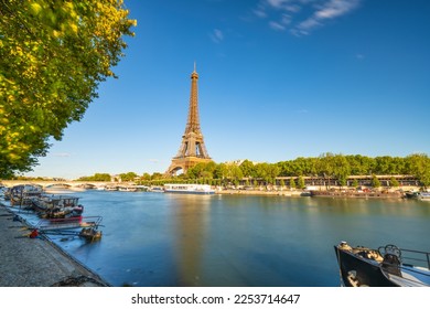 Riverside view of Eiffel Tower in Paris. France