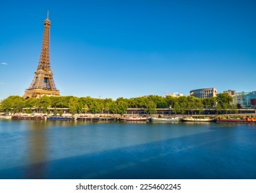 Riverside view of of Eiffel Tower in Paris. France
