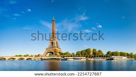 Riverside view of of Eiffel Tower in Paris. France