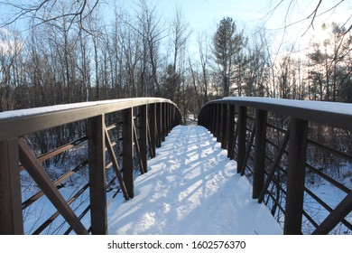 Riverwalk In Winter In Stowe, Vermont (VT).