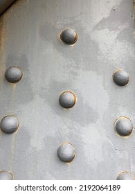 Rivets Of A Metal Bridge Post