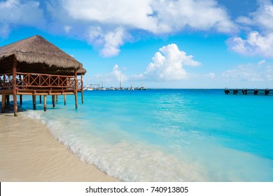 Riviera Maya Maroma Caribbean Beach Palapa Hut In Mayan Mexico