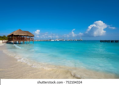 Riviera Maya Maroma Caribbean Beach Palapa Hut In Mayan Mexico