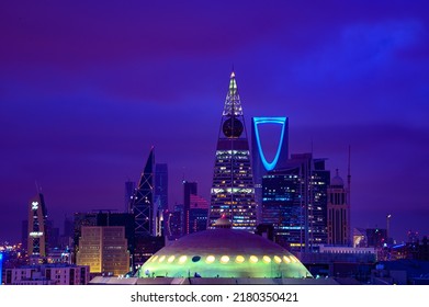 Riyadh, Ar-Riyadh Saudi Arabia - October 09 2018 : Night Shot For Riyadh City Capital Of Saudi Arabia 