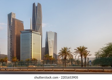 Riyadh roads and streets are filled with ornamental trees on both sides of the road, downtown, Riyadh skyline, King Abdullah Financial District, Saudi Arabia - Shutterstock ID 2201653905