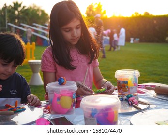 Riyadh Safari Nofa , In Riyadh Season - General Authority For Entertainment 20 NOV 2019 / Zoo - Saudi Girl  Playing With Magic Sand