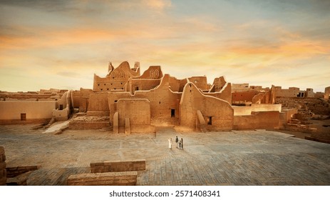 Riad Arabia Saudita Al Diriyah antigua capital . Ruinas de Diriyah - cultura saudita. Día nacional, día de la fundación, Ruinas de Diriyah, ciudad vieja cerca de Riyadh, Arabia Saudita