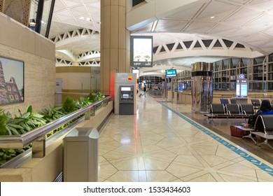 RIYADH, SAUDI ARABIA - APRIL 29, 2018: King Khalid International Airport Interior With Departure Gates And Lounges.