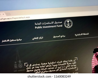 Riyadh, Saudi Arabia - August 20, 2018: Website Of The Public Investment Fund Or PIF, A Wealth Fund Owned By Saudi Arabia.
