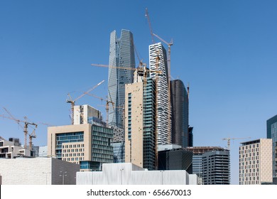 Riyadh, Saudi Arabia, KSA - Jun 09, 2017 new buildings being constructed in the new King Abdullah Financial District in Riyadh